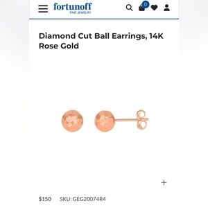 Fortunoff diamond cut rose gold ball earrings